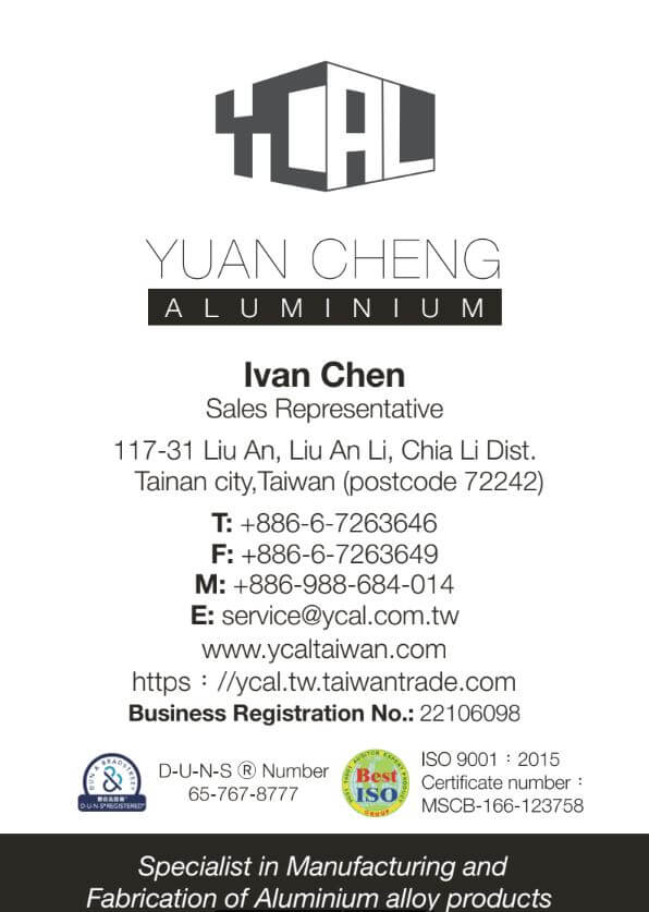 Yuan-Cheng Aluminum Co., Ltd.,IVAN CHEN